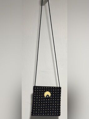 Black and Gold Checkered Cross-body Bag